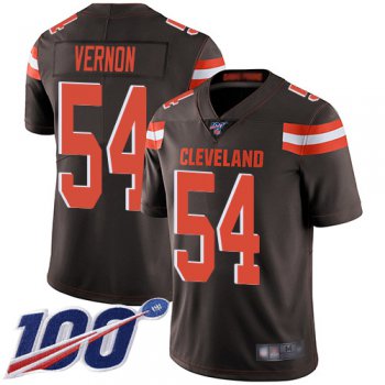 Nike Browns #54 Olivier Vernon Brown Team Color Men's Stitched NFL 100th Season Vapor Limited Jersey