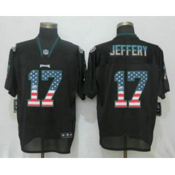 Men's Philadelphia Eagles #17 Alshon Jeffery Black USA Flag Fashion Stitched NFL Nike Elite Jersey