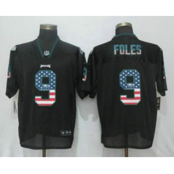 Men's Philadelphia Eagles #9 Nick Foles Black USA Flag Fashion Stitched NFL Nike Elite Jersey