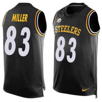 Men's Pittsburgh Steelers #83 Heath Miller Black Hot Pressing Player Name & Number Nike NFL Tank Top Jersey