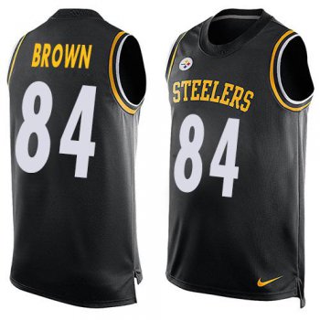 Men's Pittsburgh Steelers #84 Antonio Brown Black Hot Pressing Player Name & Number Nike NFL Tank Top Jersey