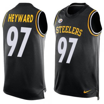 Men's Pittsburgh Steelers #97 Cameron Heyward Black Hot Pressing Player Name & Number Nike NFL Tank Top Jersey