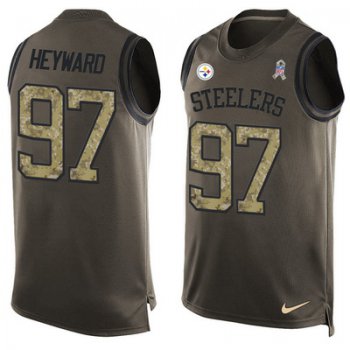 Men's Pittsburgh Steelers #97 Cameron Heyward Green Salute to Service Hot Pressing Player Name & Number Nike NFL Tank Top Jersey