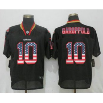 Men's San Francisco 49ers #10 Jimmy Garoppolo Black USA Flag Fashion Stitched NFL Nike Elite Jersey