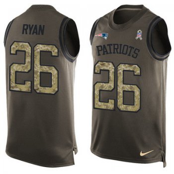 Men's New England Patriots #26 Logan Ryan Green Salute to Service Hot Pressing Player Name & Number Nike NFL Tank Top Jersey