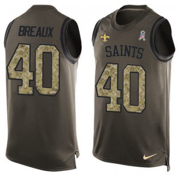 Men's New Orleans Saints #40 Delvin Breaux Green Salute to Service Hot Pressing Player Name & Number Nike NFL Tank Top Jersey