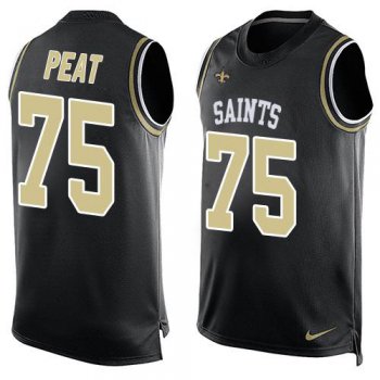 Men's New Orleans Saints #75 Andrus Peat Black Hot Pressing Player Name & Number Nike NFL Tank Top Jersey