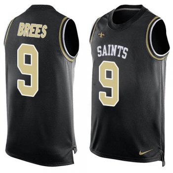 Men's New Orleans Saints #9 Drew Brees Black Hot Pressing Player Name & Number Nike NFL Tank Top Jersey