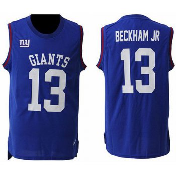 Men's New York Giants #13 Odell Beckham Jr Royal Blue Hot Pressing Player Name & Number Nike NFL Tank Top Jersey