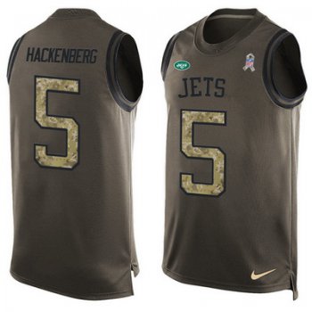 Men's New York Jets #5 Christian Hackenberg Green Salute to Service Hot Pressing Player Name & Number Nike NFL Tank Top Jersey