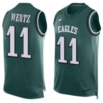 Men's Philadelphia Eagles #11 Carson Wentz Midnight Green Hot Pressing Player Name & Number Nike NFL Tank Top Jersey