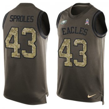 Men's Philadelphia Eagles #43 Darren Sproles Green Salute to Service Hot Pressing Player Name & Number Nike NFL Tank Top Jersey