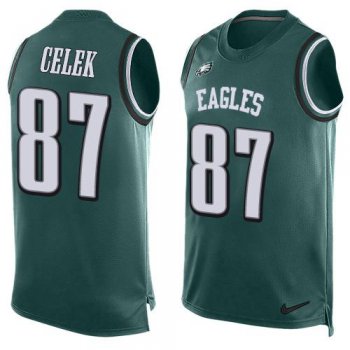 Men's Philadelphia Eagles #87 Brent Celek Midnight Green Hot Pressing Player Name & Number Nike NFL Tank Top Jersey