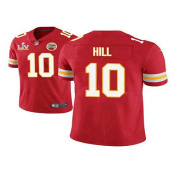 Men's Kansas City Chiefs #10 Tyreek Hill Red 2021 Super Bowl LV Vapor Untouchable Stitched Nike Limited NFL Jersey