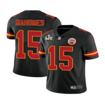 Men's Kansas City Chiefs #15 Patrick Mahomes Black 2021 Super Bowl LV Vapor Untouchable Stitched Nike Limited NFL Jersey