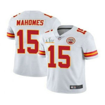 Men's Kansas City Chiefs #15 Patrick Mahomes White 2021 Super Bowl LV Vapor Untouchable Stitched Nike Limited NFL Jersey