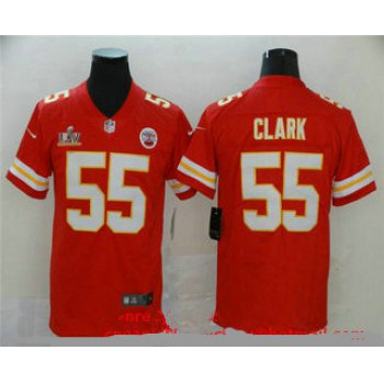 Men's Kansas City Chiefs #55 Frank Clark Red 2021 Super Bowl LV Vapor Untouchable Stitched Nike Limited NFL Jersey