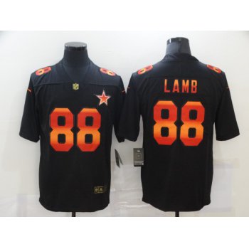 Men's Dallas Cowboys #88 CeeDee Lamb Black Red Orange Stripe Vapor Limited Nike NFL Jersey