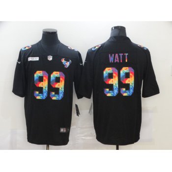 Men's Houston Texans #99 J.J. Watt Multi-Color Black 2020 NFL Crucial Catch Vapor Untouchable Nike Limited Jersey