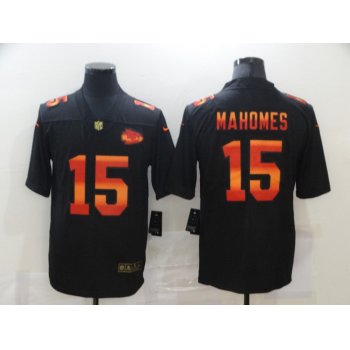 Men's Kansas City Chiefs #15 Patrick Mahomes Black Red Orange Stripe Vapor Limited Nike NFL Jersey