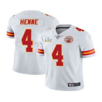 Men's Kansas City Chiefs #4 Chad Henne White 2021 Super Bowl LV Limited Stitched NFL Jersey