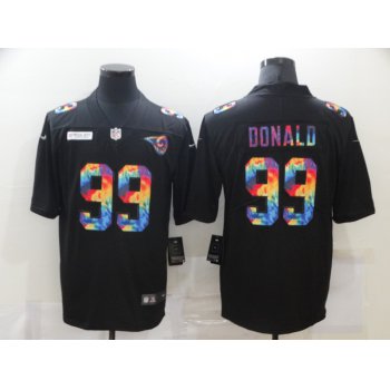 Men's Los Angeles Rams #99 Aaron Donald Multi-Color Black 2020 NFL Crucial Catch Vapor Untouchable Nike Limited Jersey