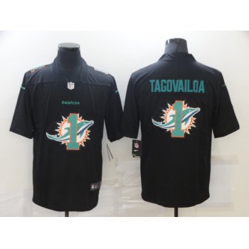 Men's Miami Dolphins #1 Tua Tagovailoa Black 2020 Shadow Logo Vapor Untouchable Stitched NFL Nike Limited Jersey