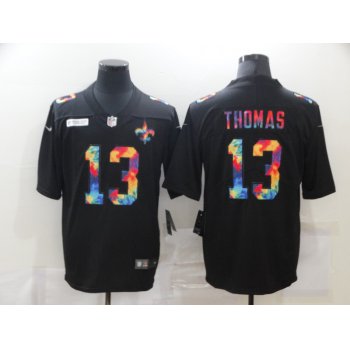 Men's New Orleans Saints #13 Michael Thomas Multi-Color Black 2020 NFL Crucial Catch Vapor Untouchable Nike Limited Jersey