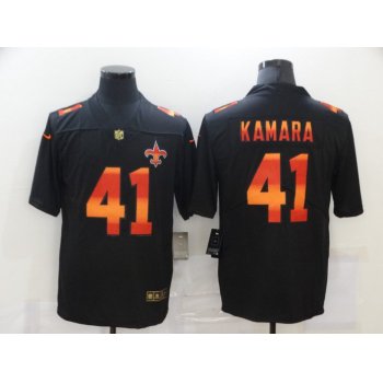 Men's New Orleans Saints #41 Alvin Kamara Black Red Orange Stripe Vapor Limited Nike NFL Jersey