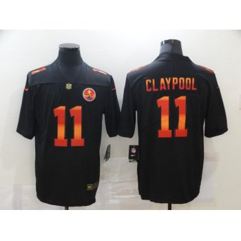 Men's Pittsburgh Steelers #11 Chase Claypool Black Red Orange Stripe Vapor Limited Nike NFL Jersey