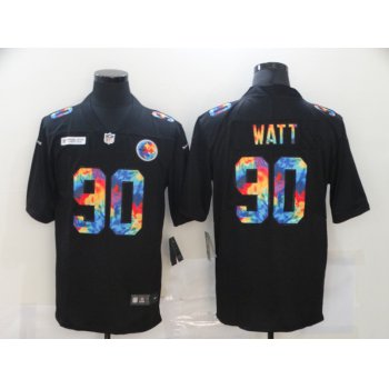 Men's Pittsburgh Steelers #90 T. J. Watt Multi-Color Black 2020 NFL Crucial Catch Vapor Untouchable Nike Limited Jersey