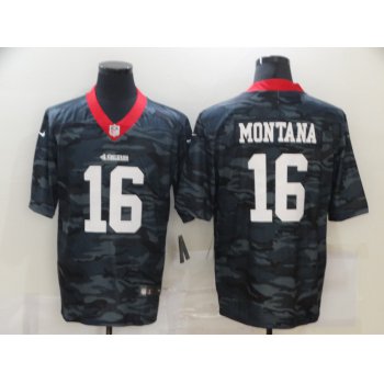 Men's San Francisco 49ers #16 Joe Montana 2020 Camo Limited Stitched Nike NFL Jersey