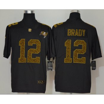 Men's Tampa Bay Buccaneers #12 Tom Brady Black 2020 Nike Flocked Leopard Print Vapor Limited NFL Jersey