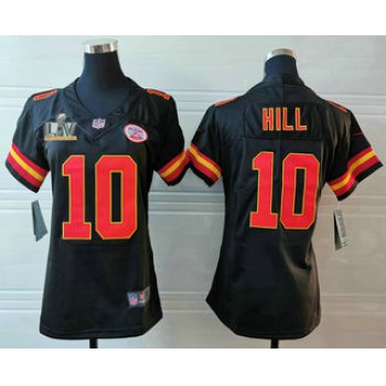 Women's Kansas City Chiefs #10 Tyreek Hill Black 2021 Super Bowl LV Vapor Untouchable Stitched Nike Limited NFL Jersey