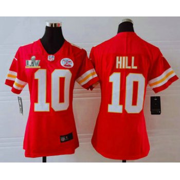 Women's Kansas City Chiefs #10 Tyreek Hill Red 2021 Super Bowl LV Vapor Untouchable Stitched Nike Limited NFL Jersey