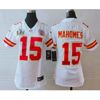 Women's Kansas City Chiefs #15 Patrick Mahomes White 2021 Super Bowl LV Vapor Untouchable Stitched Nike Limited NFL Jersey