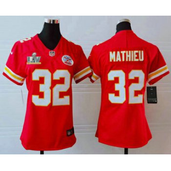 Women's Kansas City Chiefs #32 Tyrann Mathieu Red 2021 Super Bowl LV Vapor Untouchable Stitched Nike Limited NFL Jersey