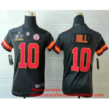 Youth Kansas City Chiefs #10 Tyreek Hill Black 2021 Super Bowl LV Vapor Untouchable Stitched Nike Limited NFL Jersey