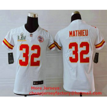 Youth Kansas City Chiefs #32 Tyrann Mathieu White 2021 Super Bowl LV Vapor Untouchable Stitched Nike Limited NFL Jersey