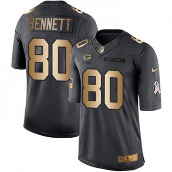 Nike Green Bay Packers #80 Martellus Bennett Black Men's Stitched NFL Limited Gold Salute To Service Jersey