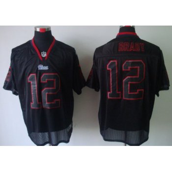 Nike New England Patriots #12 Tom Brady Lights Out Black Elite Jersey