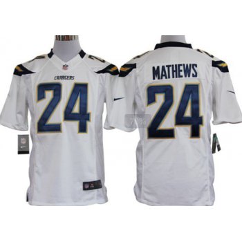 Nike San Diego Chargers #24 Ryan Mathews White Limited Jersey