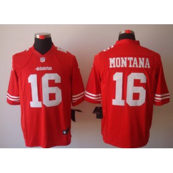 Nike San Francisco 49ers #16 Joe Montana Red Limited Jersey