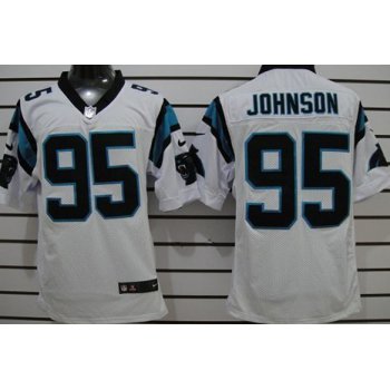 Nike Carolina Panthers #95 Charles Johnson White Elite Jersey