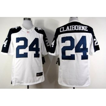 Nike Dallas Cowboys #24 Morris Claiborne White Thanksgiving Limited Jersey