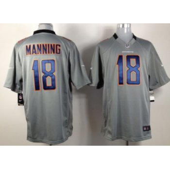 Nike Denver Broncos #18 Peyton Manning Gray Game Jersey