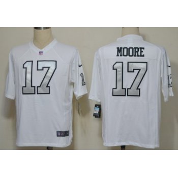 Nike Oakland Raiders #17 Denarius Moore White With Silvery Game Jersey