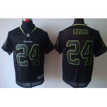 Nike Seattle Seahawks #24 Marshawn Lynch Lights Out Black Elite Jersey