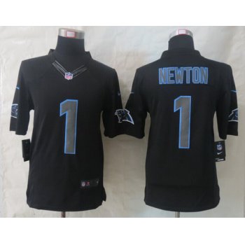 Nike Carolina Panthers #1 Cam Newton Black Impact Limited Jersey