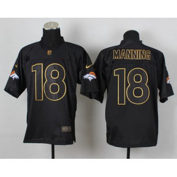 Nike Denver Broncos #18 Peyton Manning 2014 All Black/Gold Elite Jersey